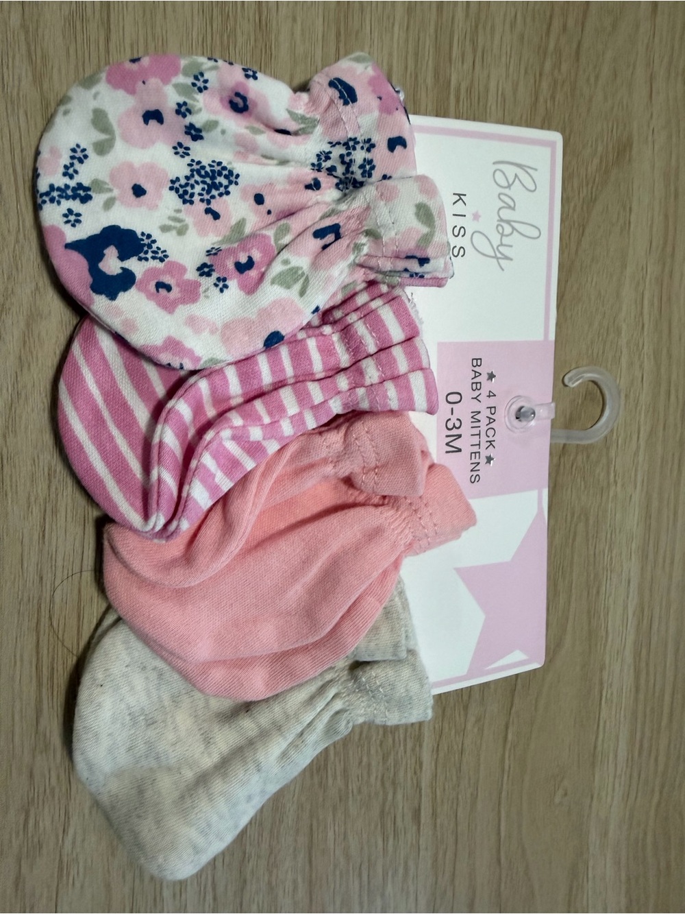 Kiss Baby Girls 4-Pack Pink Floral & Stripe Mittens